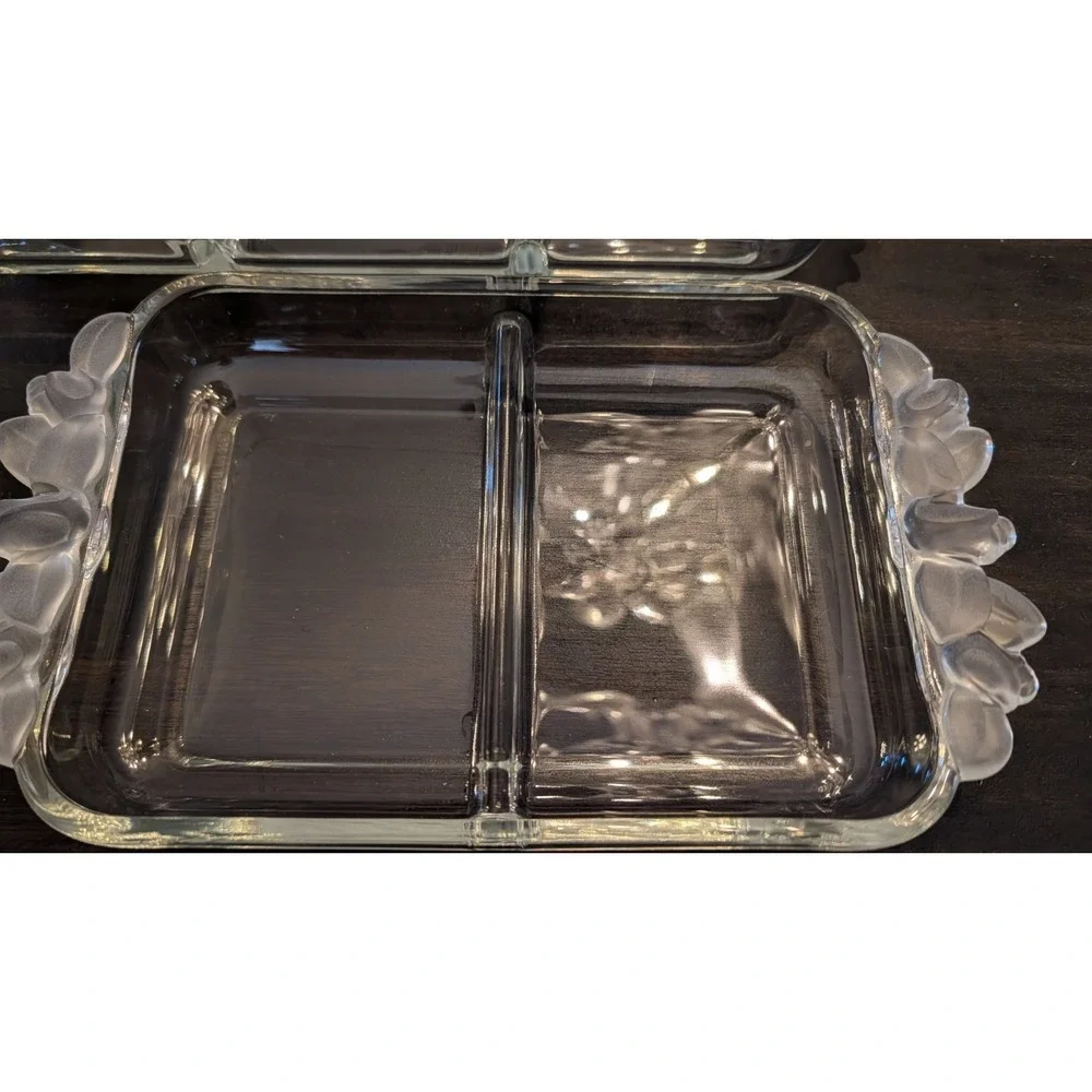 3 Vintage Mikasa‎ Walther-glas Satin Rose Crystal Serving Tray Platter Germany